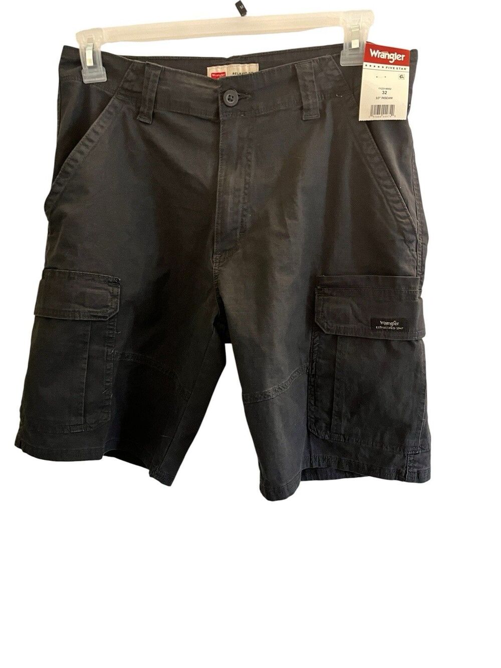Wrangler Men's Gray Cargo Shorts Relaxed Fit Flat Front 10-Inch Inseam